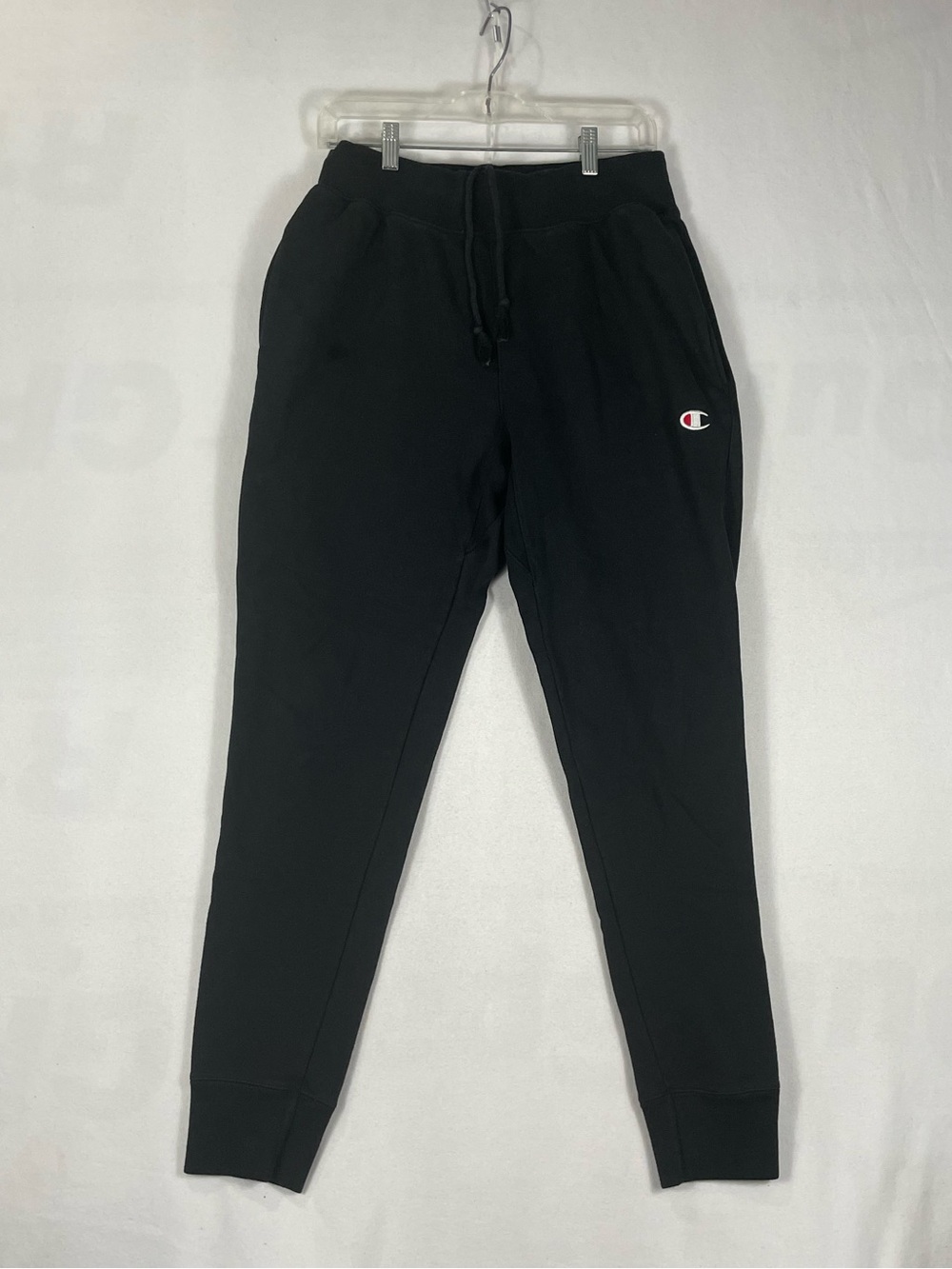 Champion Reverse Weave Black Drawstring Sweatpants Jogger Cuff Sz M